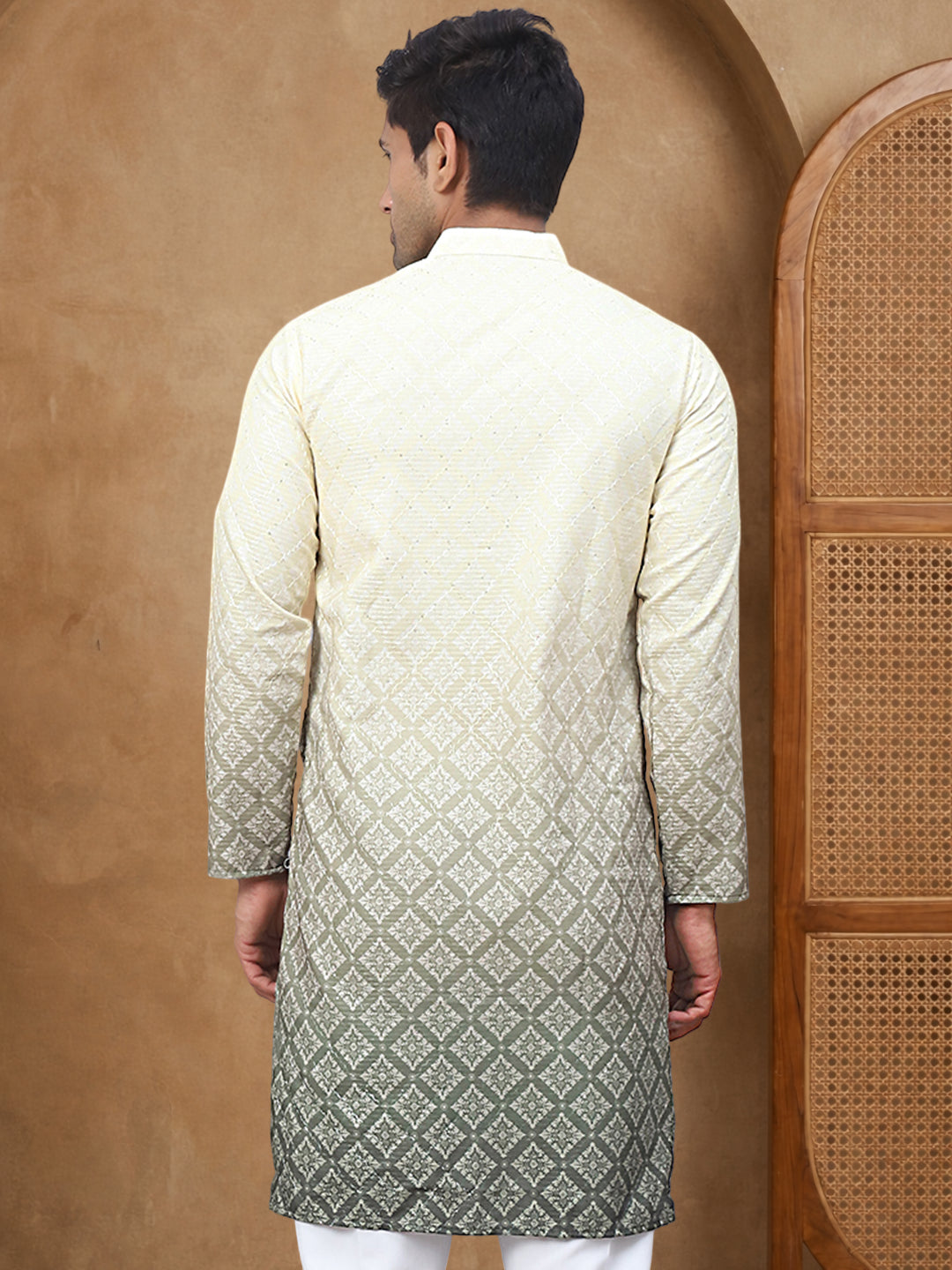 Purple Ombre Printed Kurta For Men