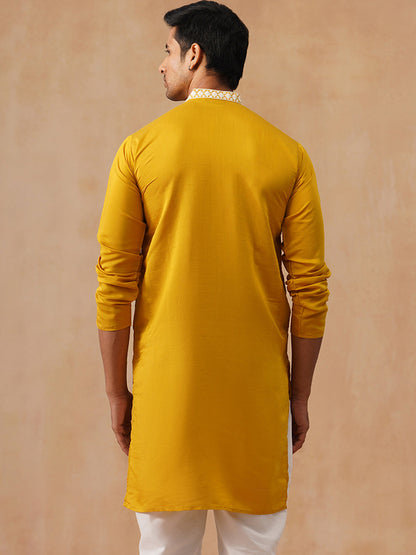 Silk Blend Embroidered Kurta