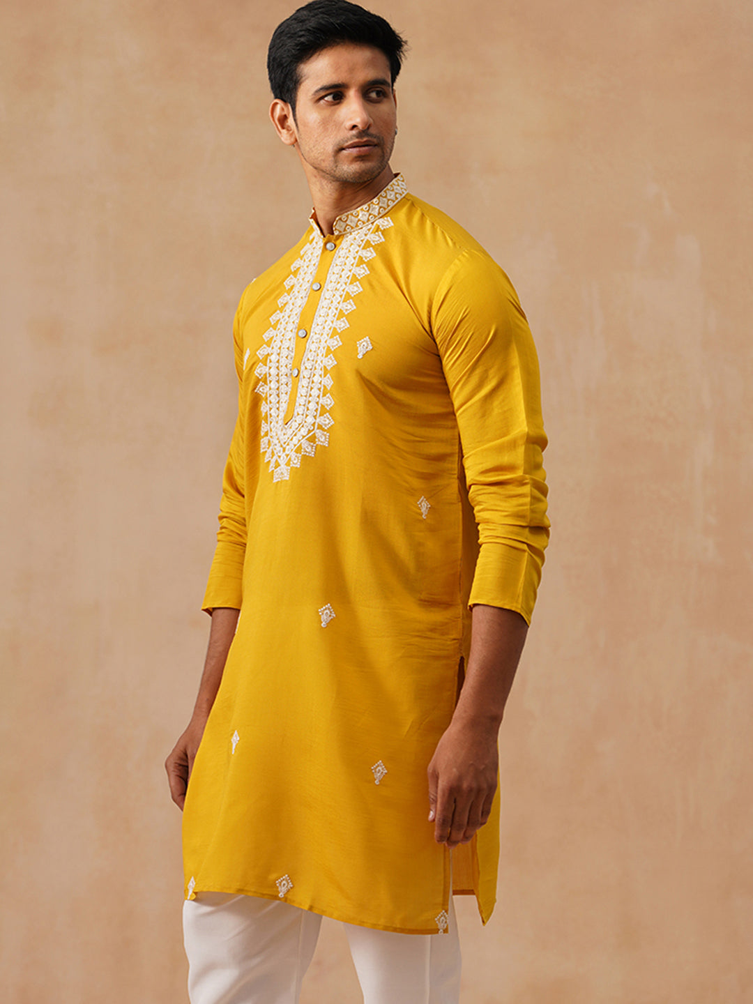 Silk Blend Embroidered Kurta