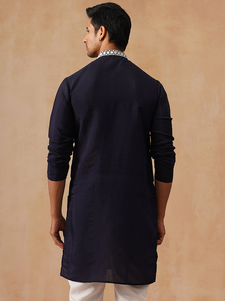 Silk Blend Embroidered Kurta