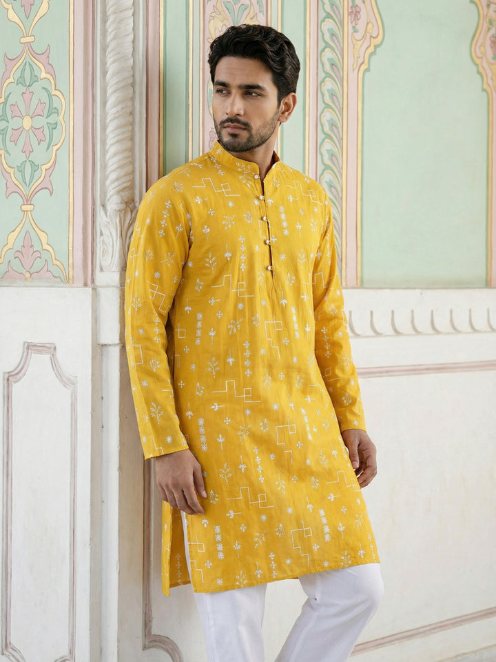 Embroidered Silk Blend Straight Kurta