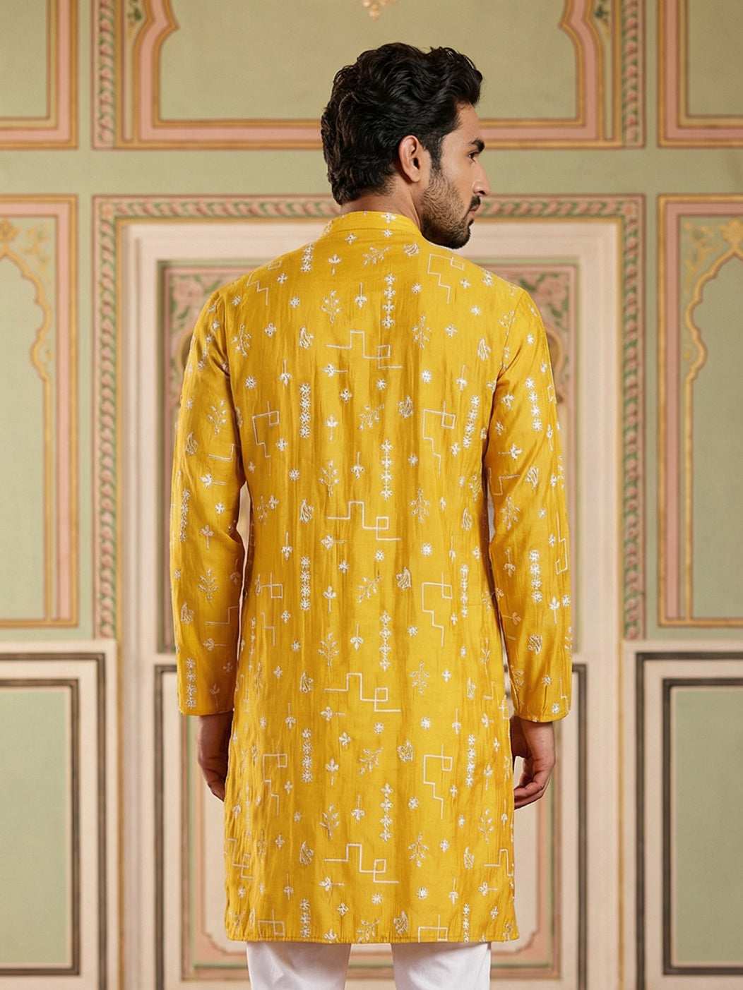 Embroidered Silk Blend Straight Kurta