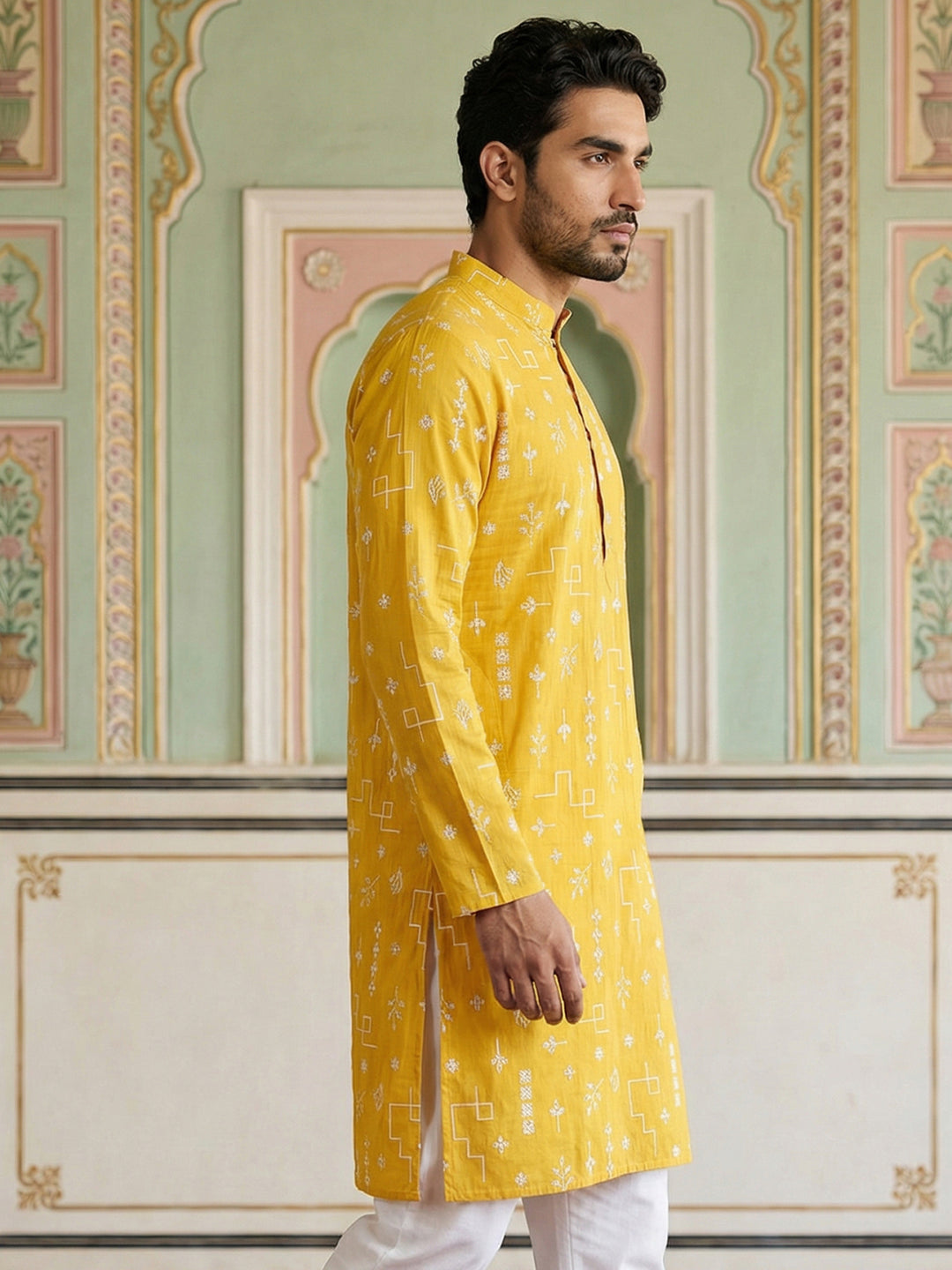 Embroidered Silk Blend Straight Kurta