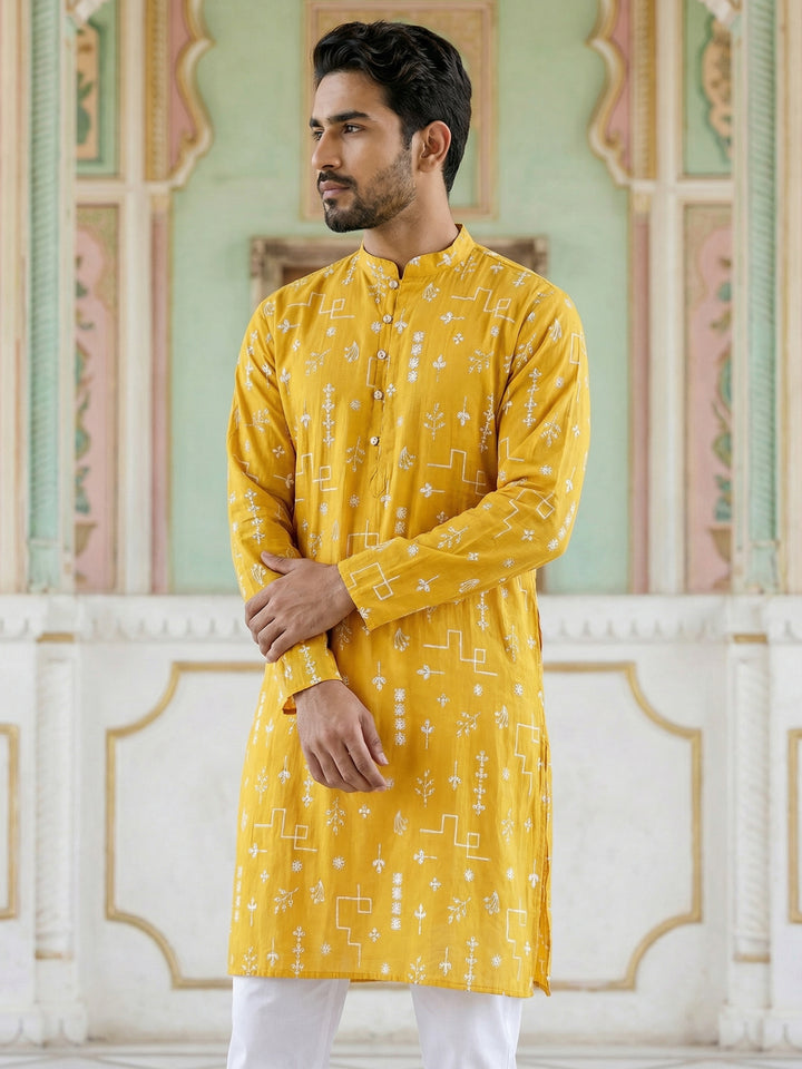 Embroidered Silk Blend Straight Kurta