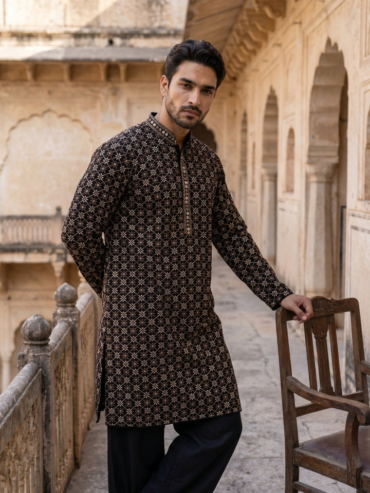 Viscose Rayon Embroidered Sequin Kurta