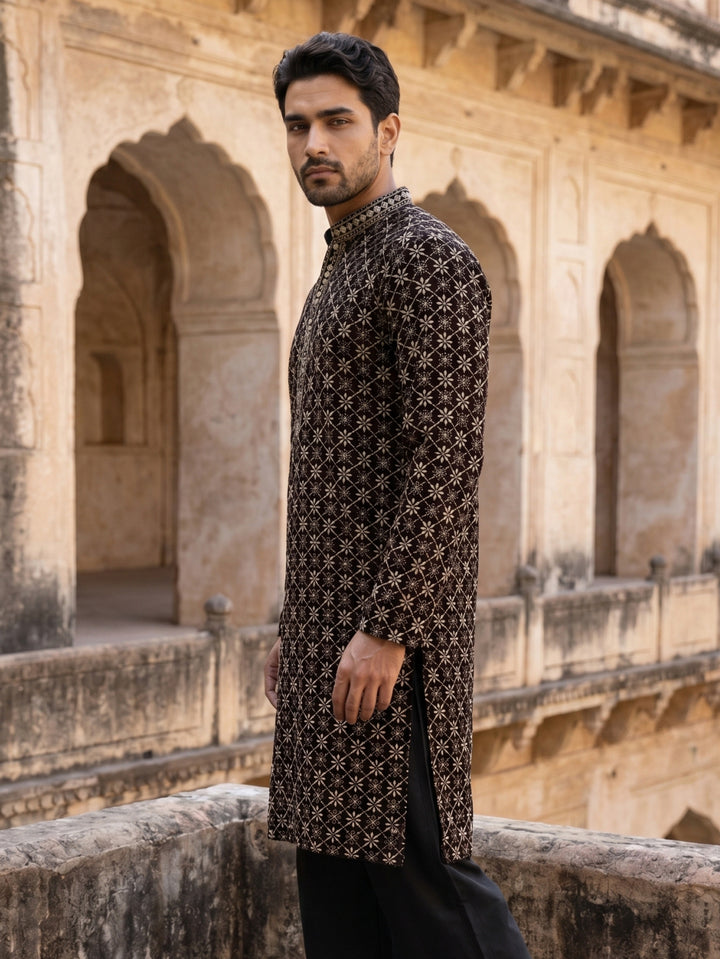 Viscose Rayon Embroidered Sequin Kurta