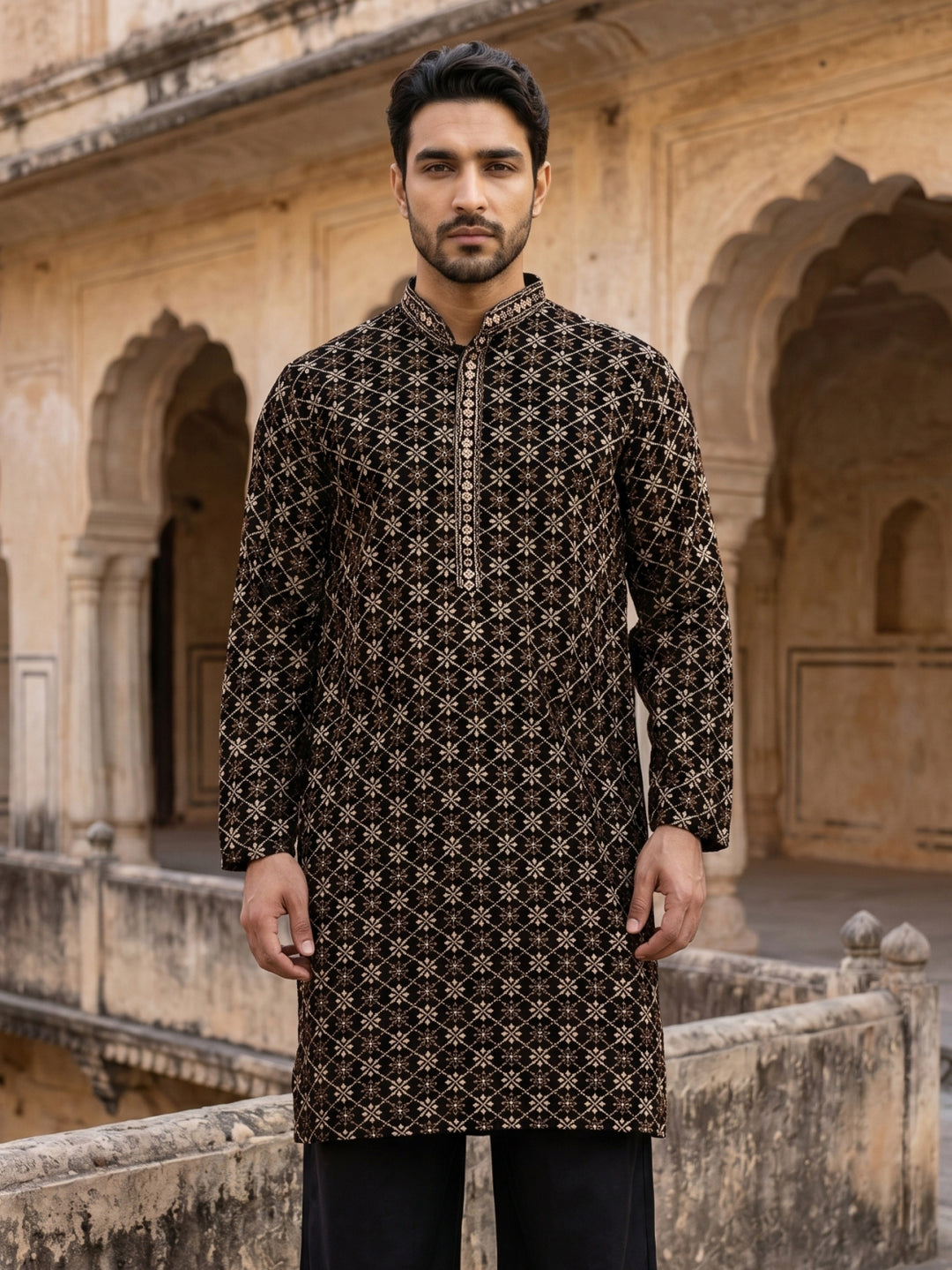 Viscose Rayon Embroidered Sequin Kurta
