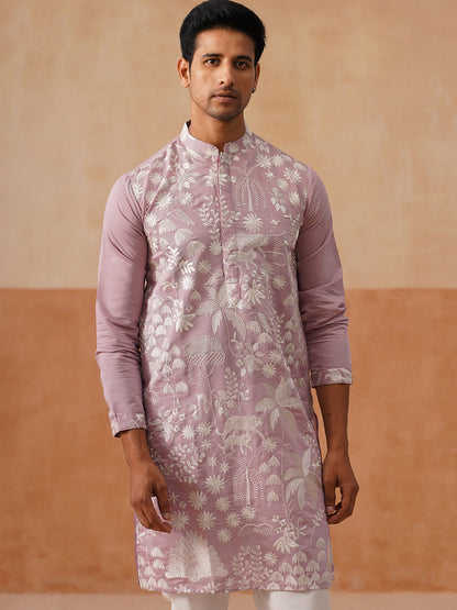 Silk Blend Embroidered Kurta
