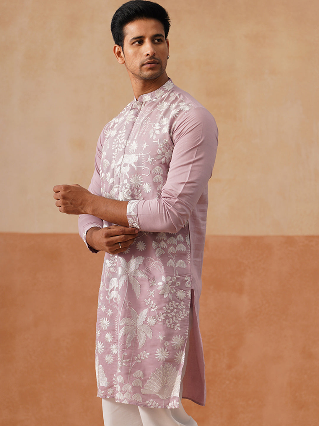 Silk Blend Embroidered Kurta