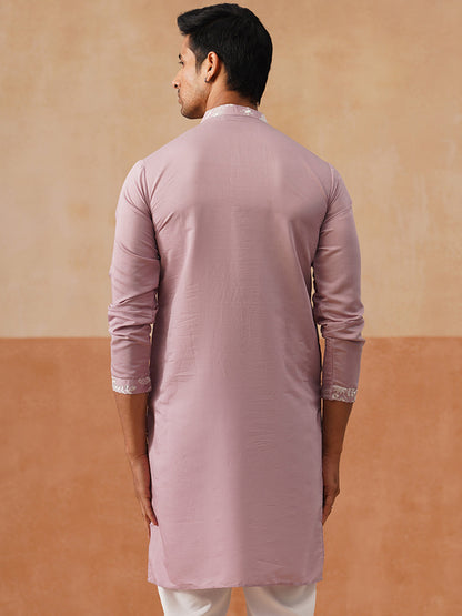 Silk Blend Embroidered Kurta