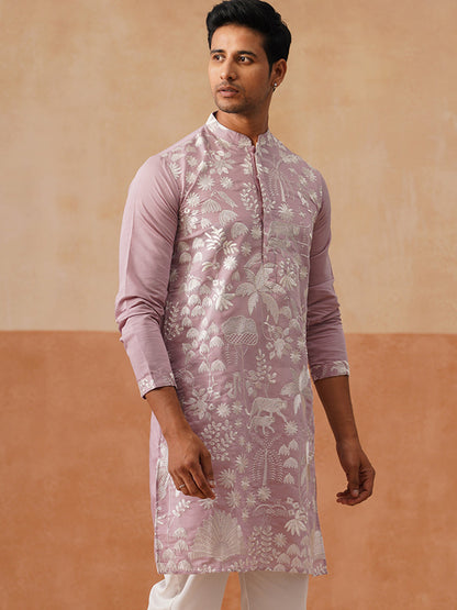 Silk Blend Embroidered Kurta