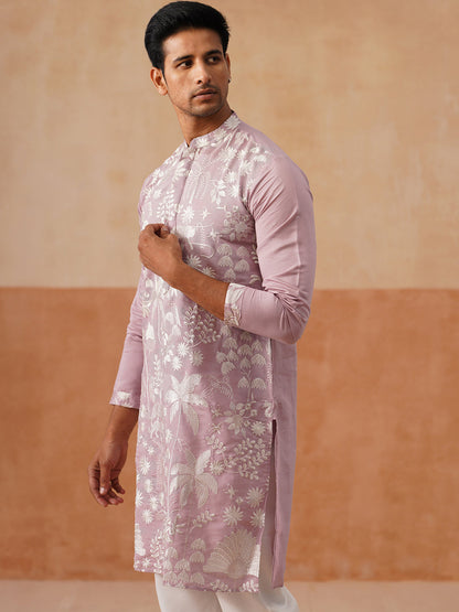 Silk Blend Embroidered Kurta