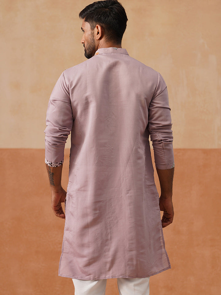 Silk Blend Embroidered Kurta