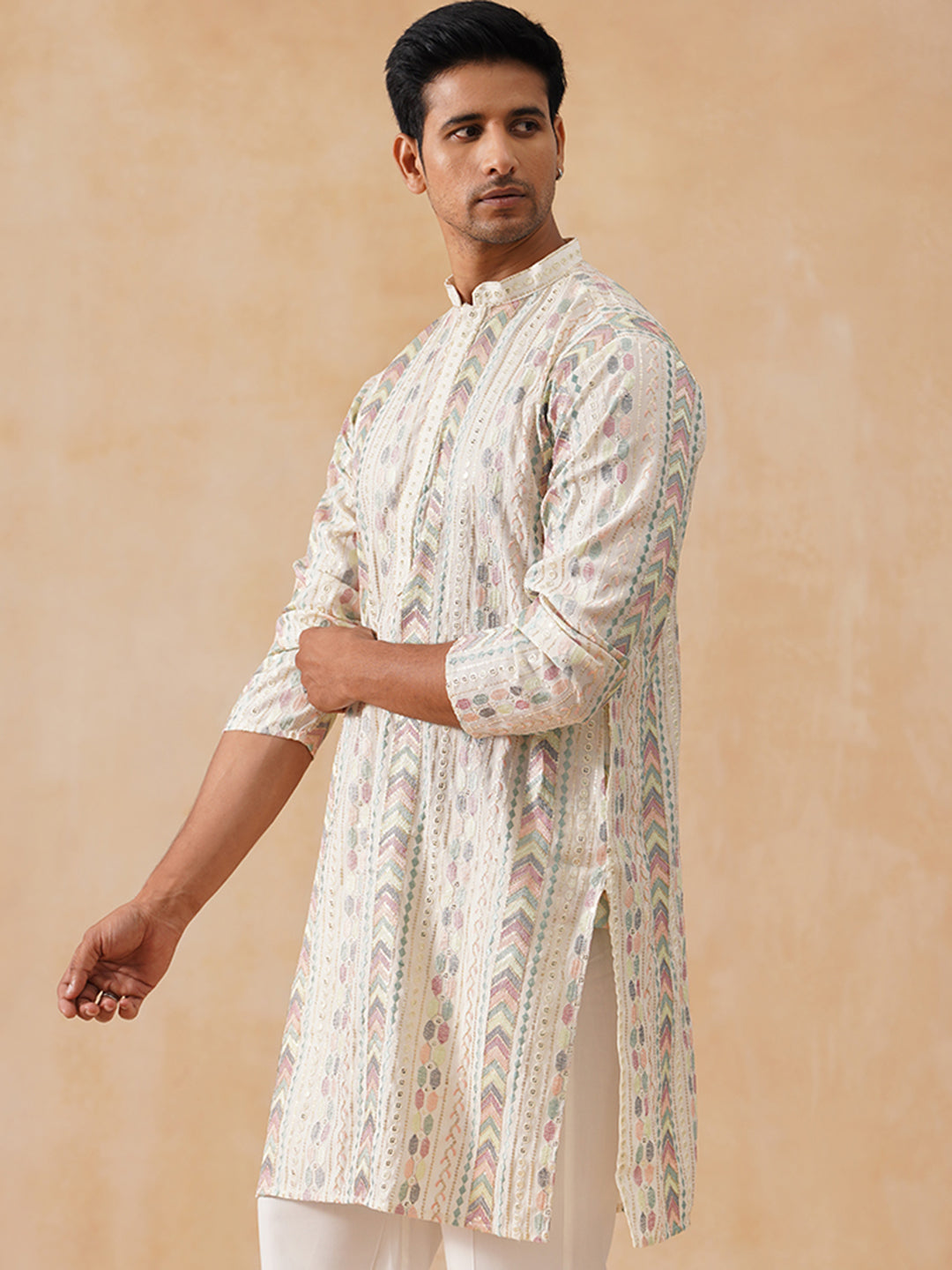 Silk Blend Embroidered Kurta
