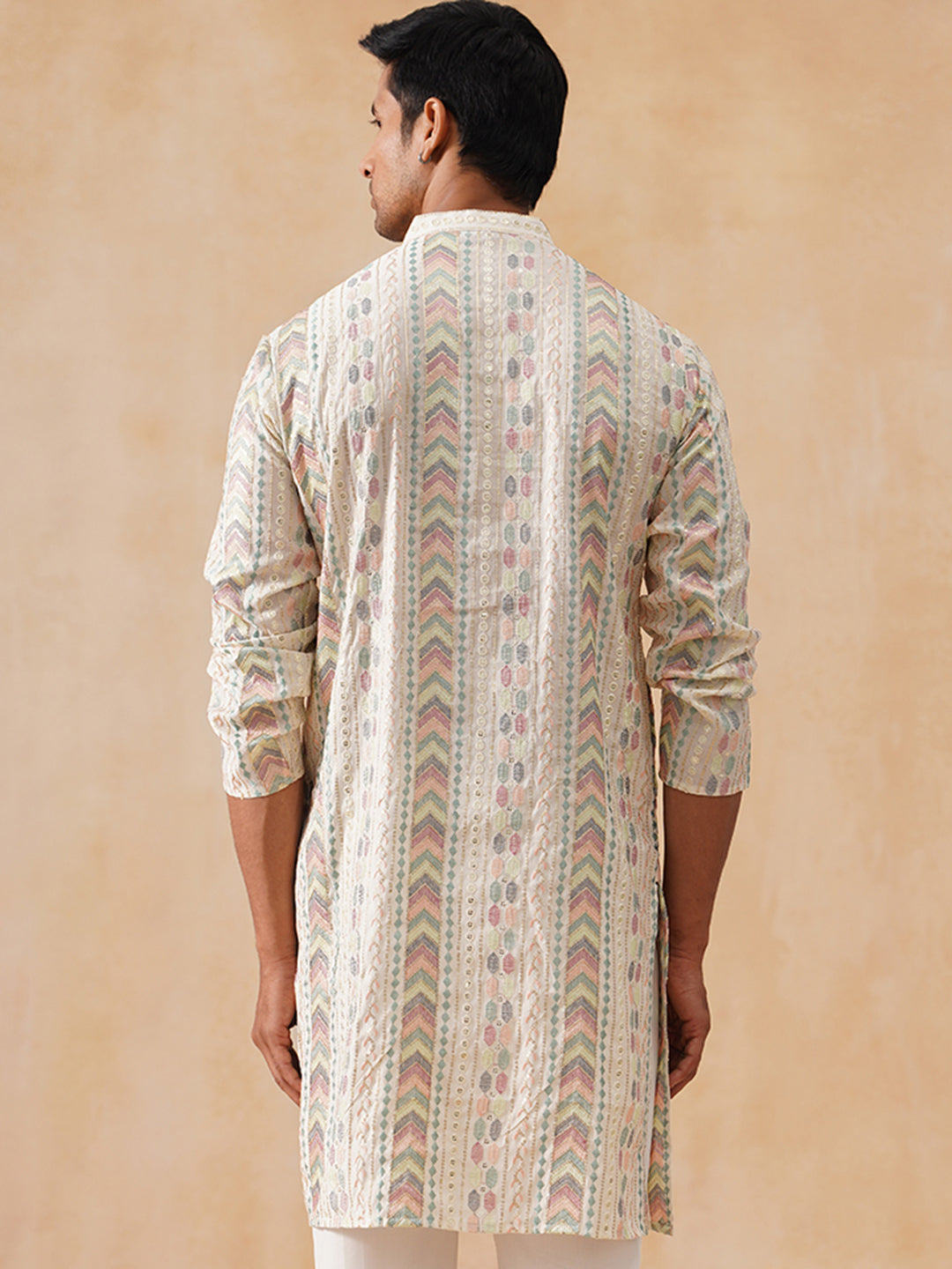Silk Blend Embroidered Kurta