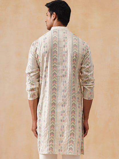 Silk Blend Embroidered Kurta