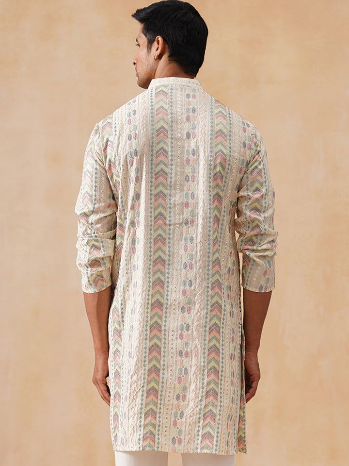 Silk Blend Embroidered Kurta