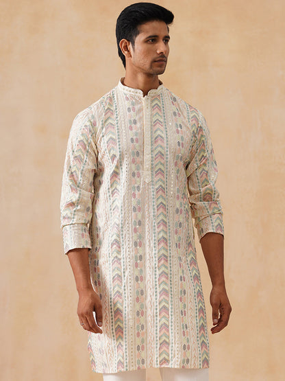 Silk Blend Embroidered Kurta