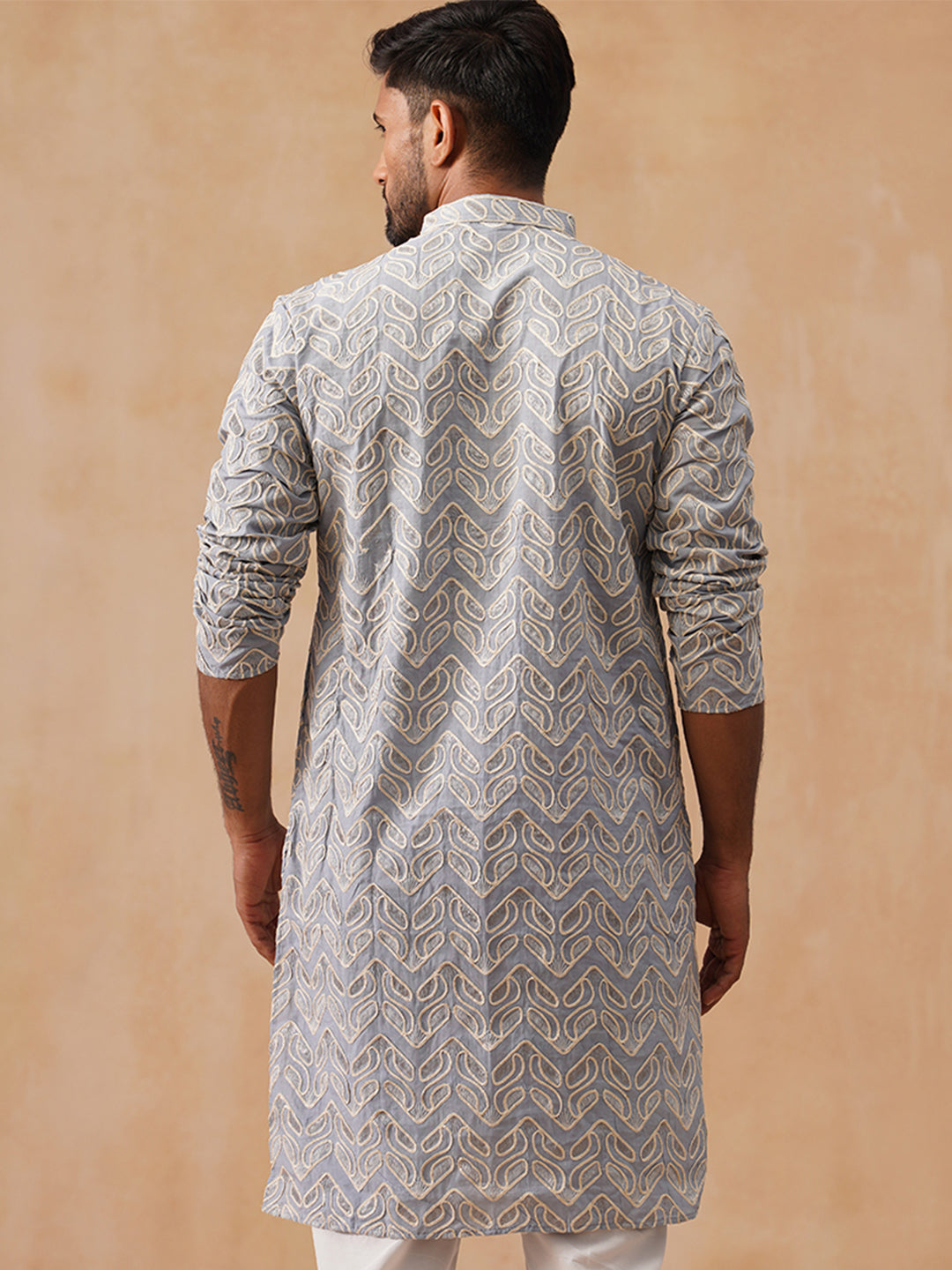 Silk Blend Embroidered Kurta