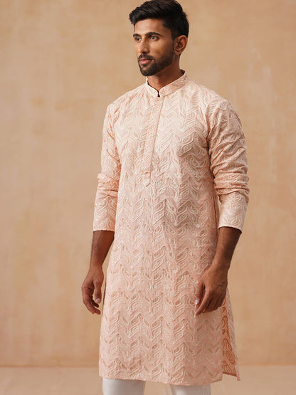Silk Blend Embroidered Kurta