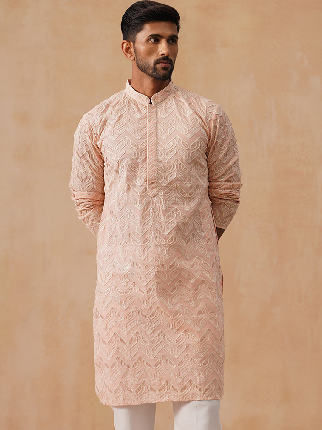 Silk Blend Embroidered Kurta
