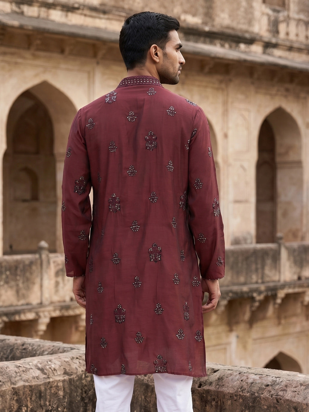Embroidered &amp; Sequin Kurta With Dupatta