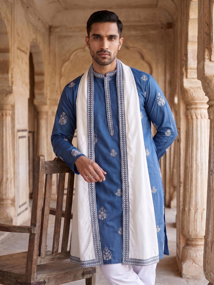 Embroidered &amp; Sequin Kurta With Dupatta