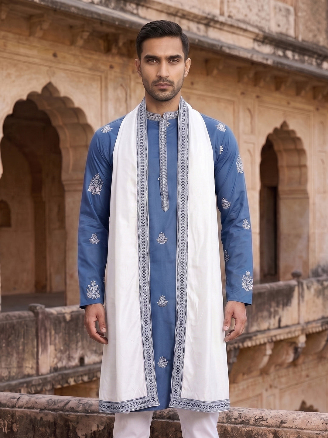 Embroidered &amp; Sequin Kurta With Dupatta