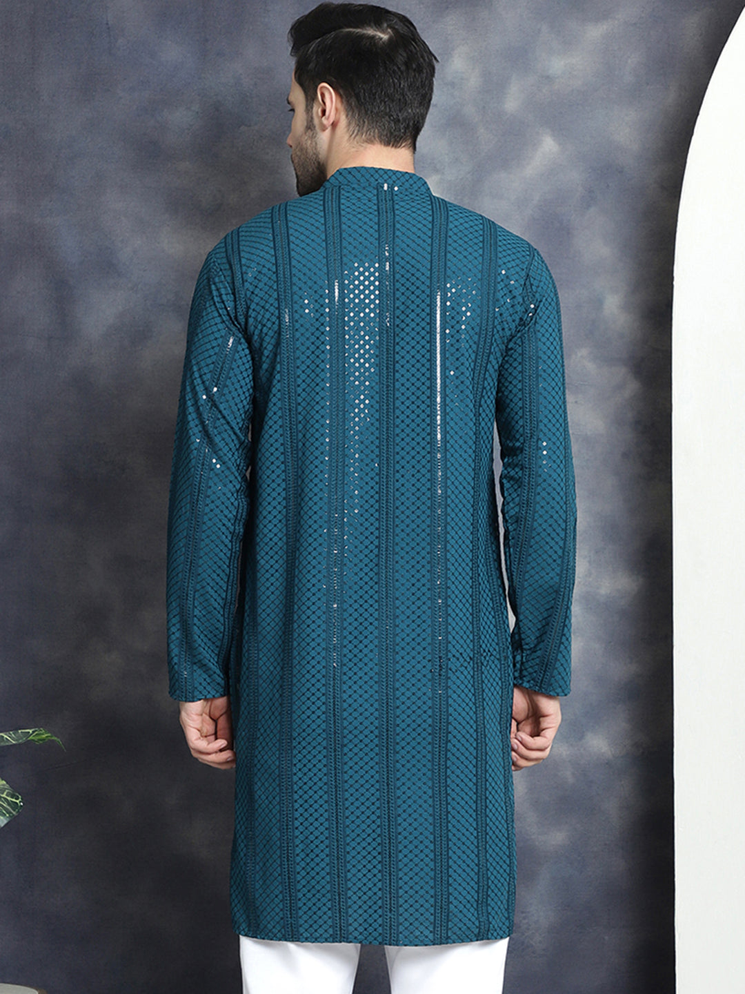 Men'S Sequins Chikankari Embroidered Kurtas