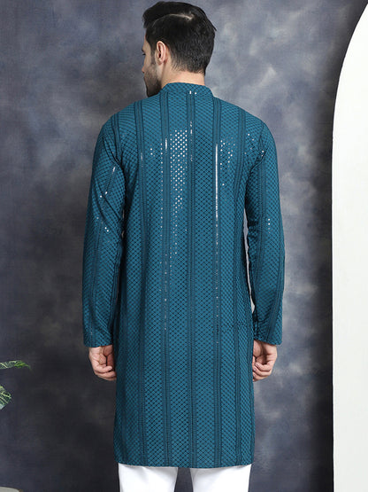 Men'S Sequins Chikankari Embroidered Kurtas