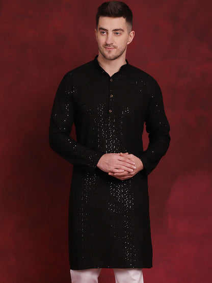 Sequins Chikankari Kurtas For Men'S