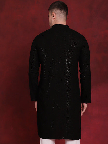 Sequins Chikankari Kurtas For Men'S