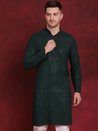 Sequins Chikankari Kurtas For Men'S