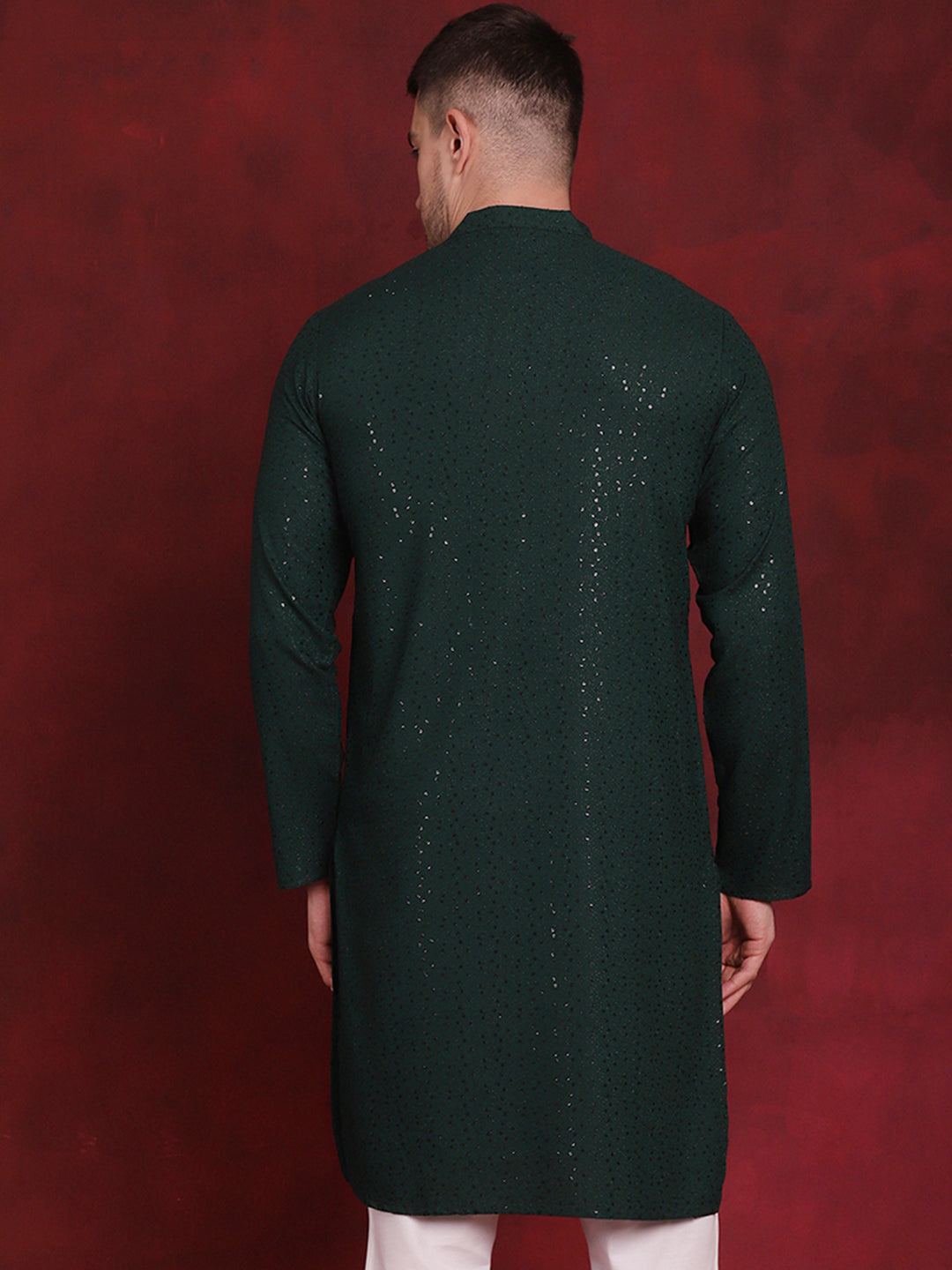 Sequins Chikankari Kurtas For Men'S
