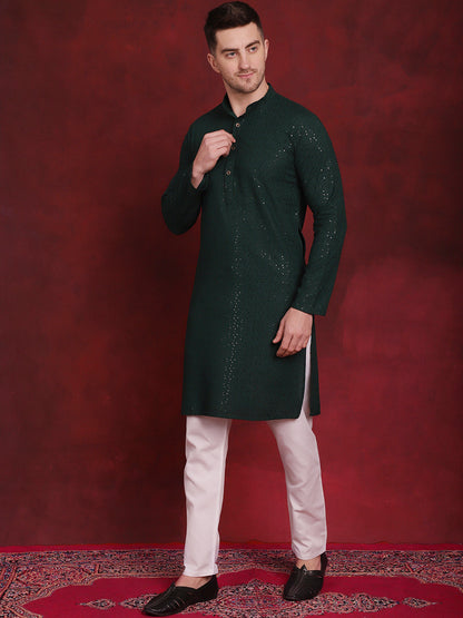 Sequins Chikankari Kurtas For Men'S