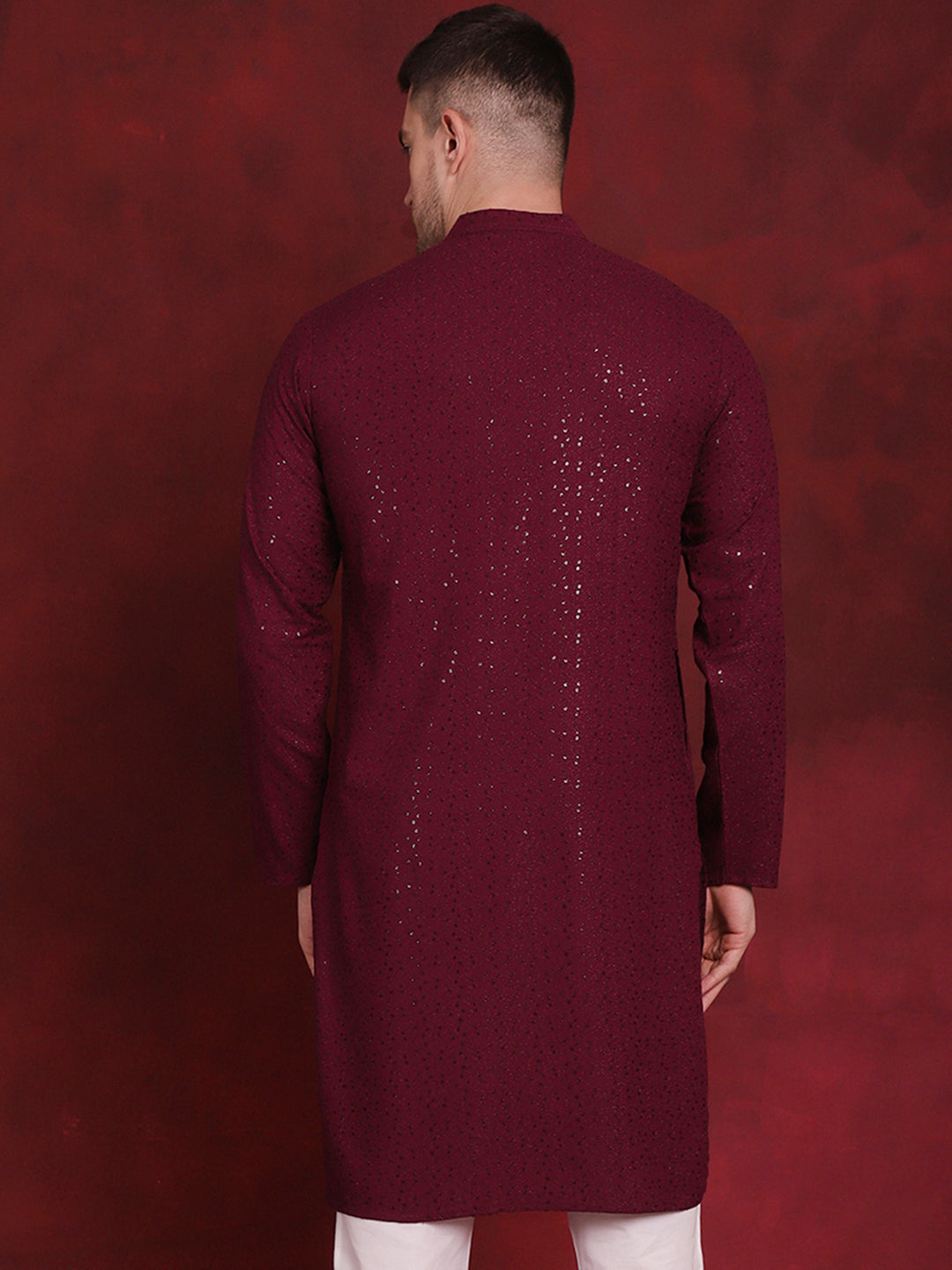 Sequins Chikankari Kurtas For Men'S