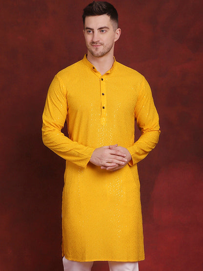 Sequins Chikankari Kurtas For Men'S