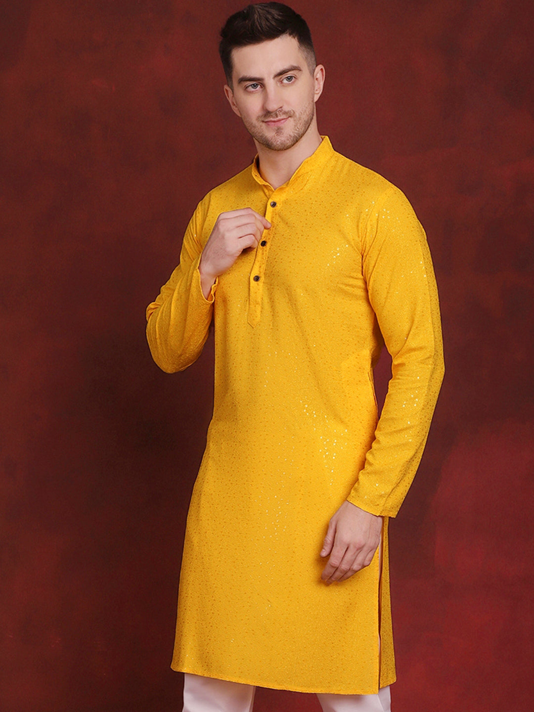 Sequins Chikankari Kurtas For Men'S