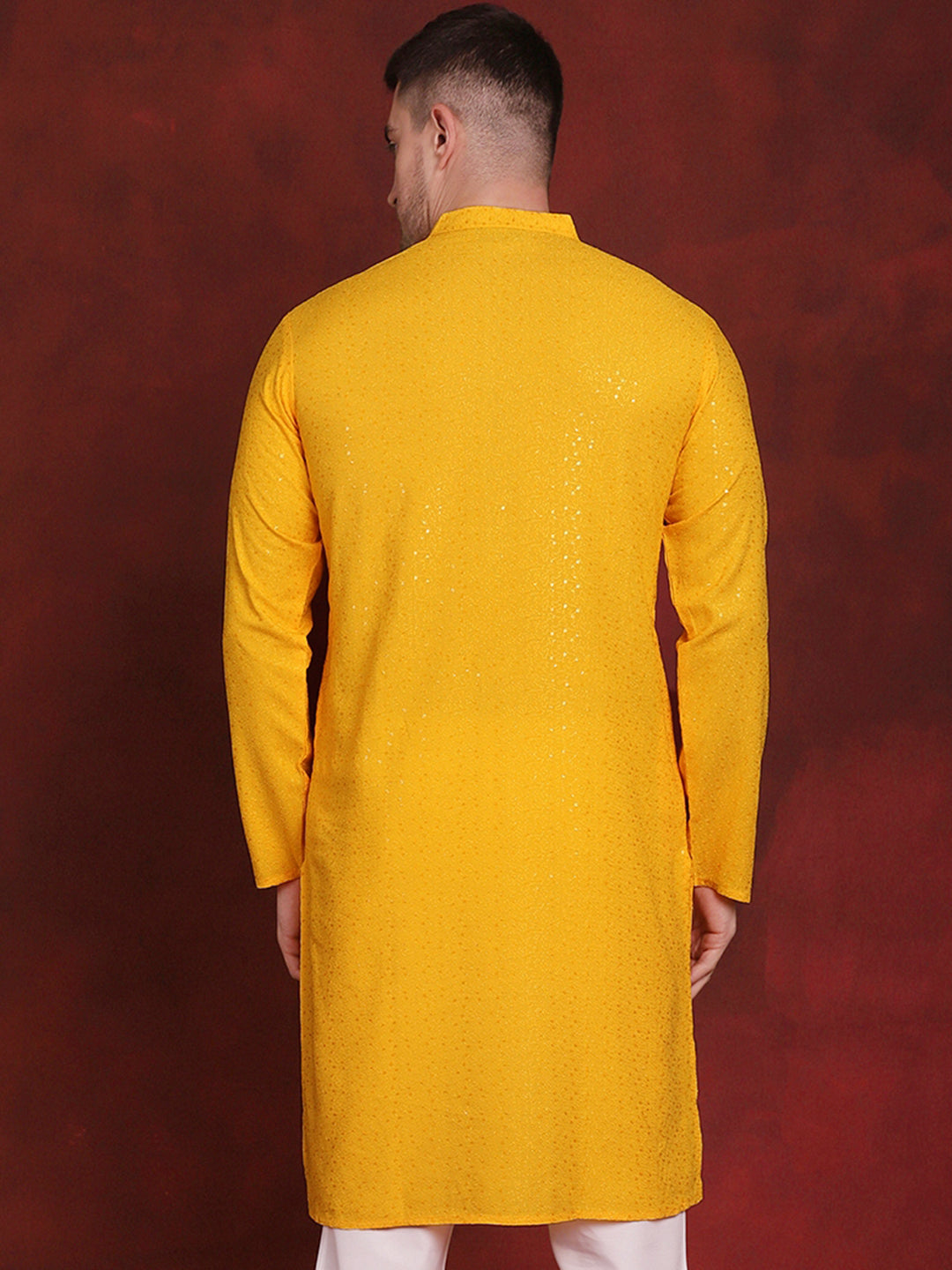 Sequins Chikankari Kurtas For Men'S