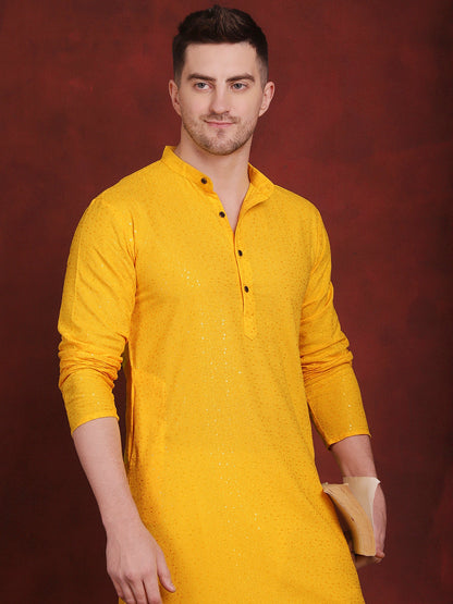 Sequins Chikankari Kurtas For Men'S