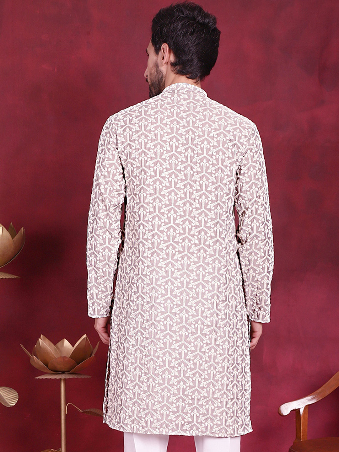 Men'S Chikankari Embroidered Kurtas.