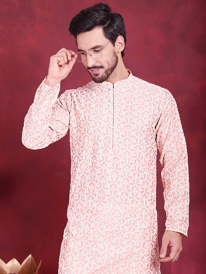 Men'S Chikankari Embroidered Kurtas.