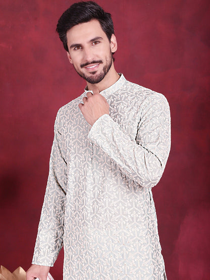 Men'S Chikankari Embroidered Kurtas.