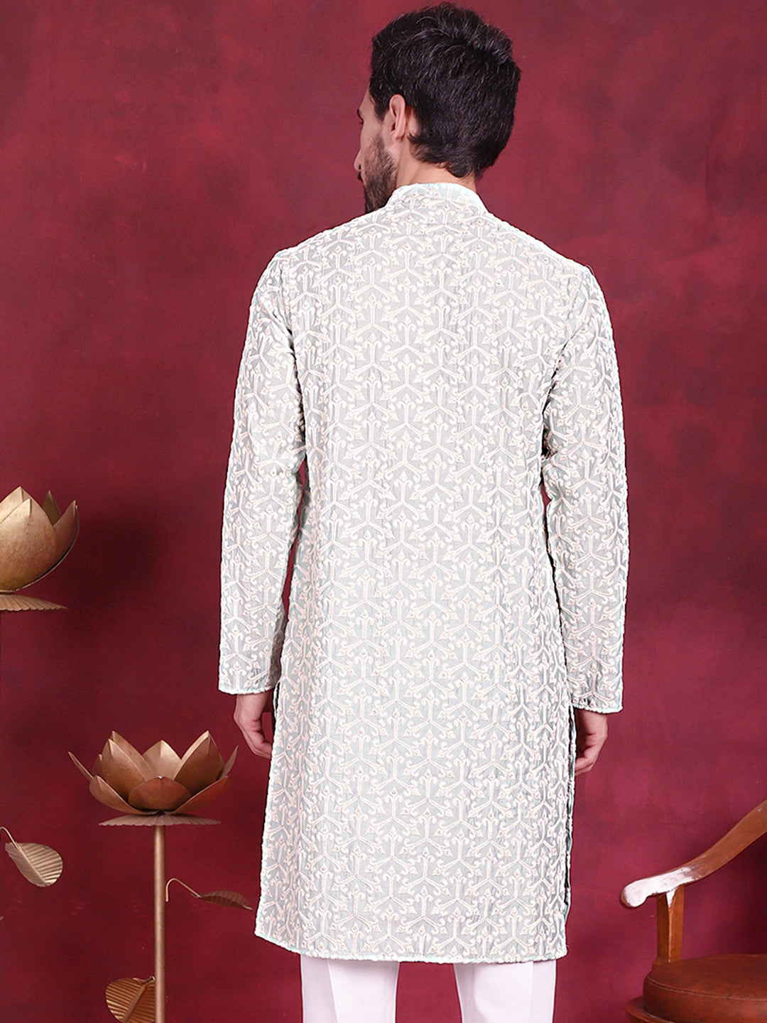 Men'S Chikankari Embroidered Kurtas.