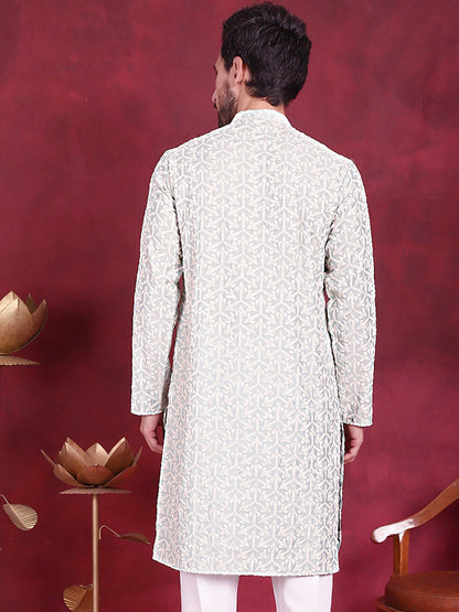 Men'S Chikankari Embroidered Kurtas.