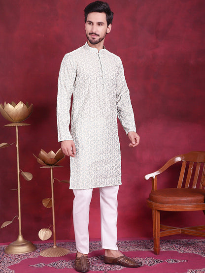 Men'S Chikankari Embroidered Kurtas.