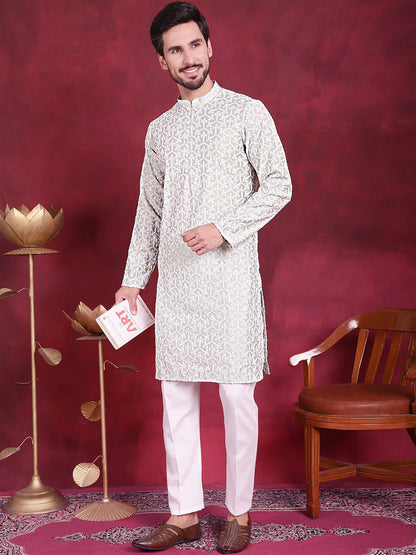 Men'S Chikankari Embroidered Kurtas.