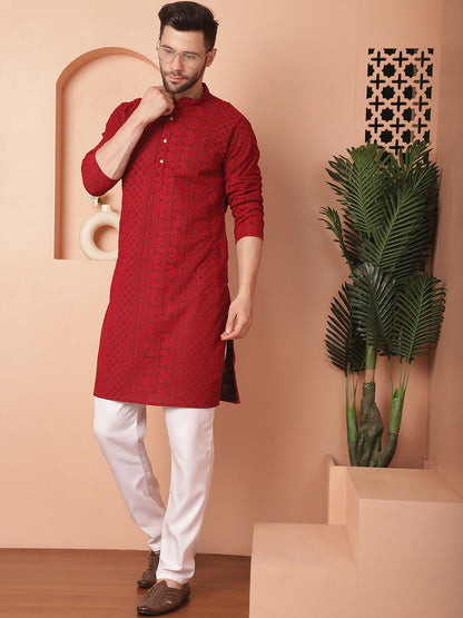 Men'S Chikankari Embroidered Kurtas