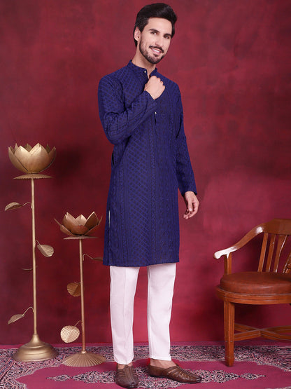 Men'S Chikankari Embroidered Kurtas.