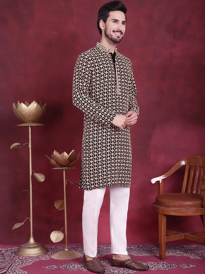 Men'S Sequins Embroidered Kurtas